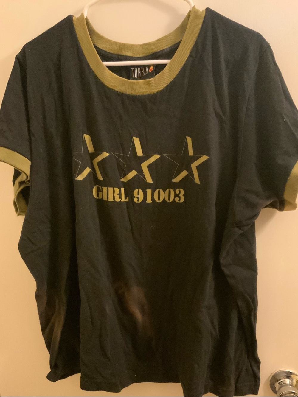 torrid Black & Olive Ringer Graphic Tee
